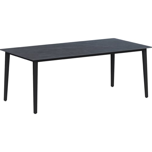 Kate 71" Dining Table in Gray Marbled Sintered Stone & Black Steel